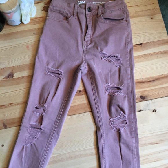 2 Pairs Distressed Ripped High Rise Skinny Jeans - Picture 3 of 16